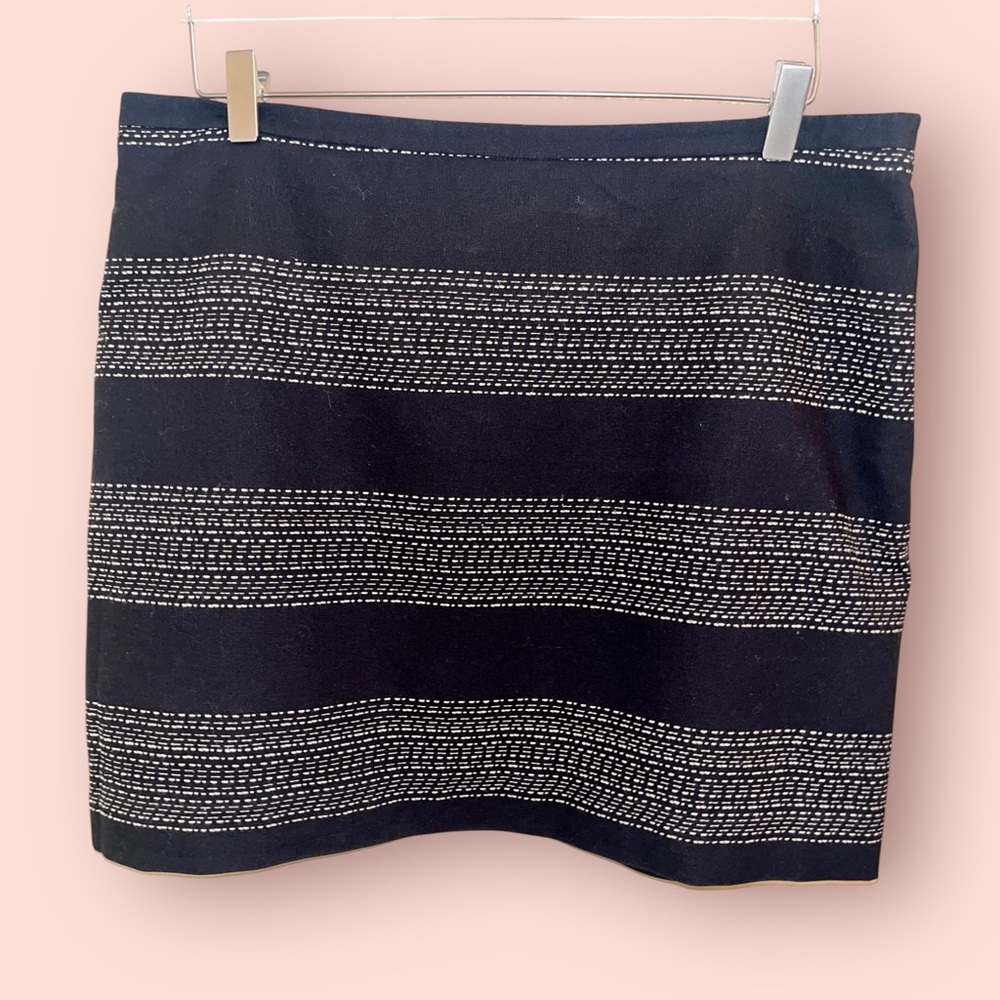 LOFT Blue and Black Mini Pencil Skirt for Night Out